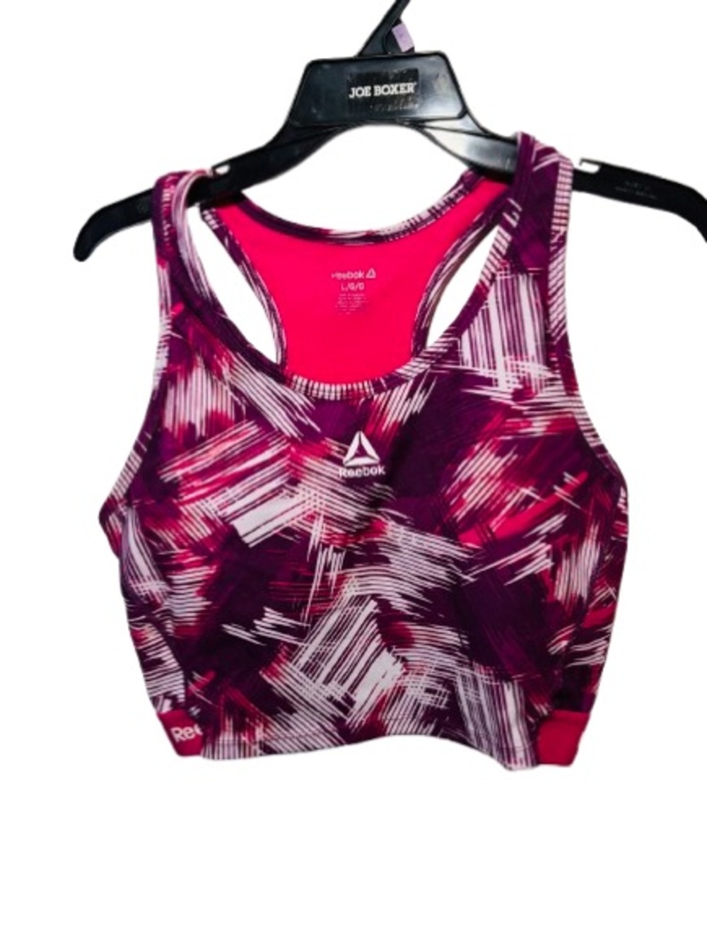 Reebok Pink & Purple Abstract Sports Bra Large
